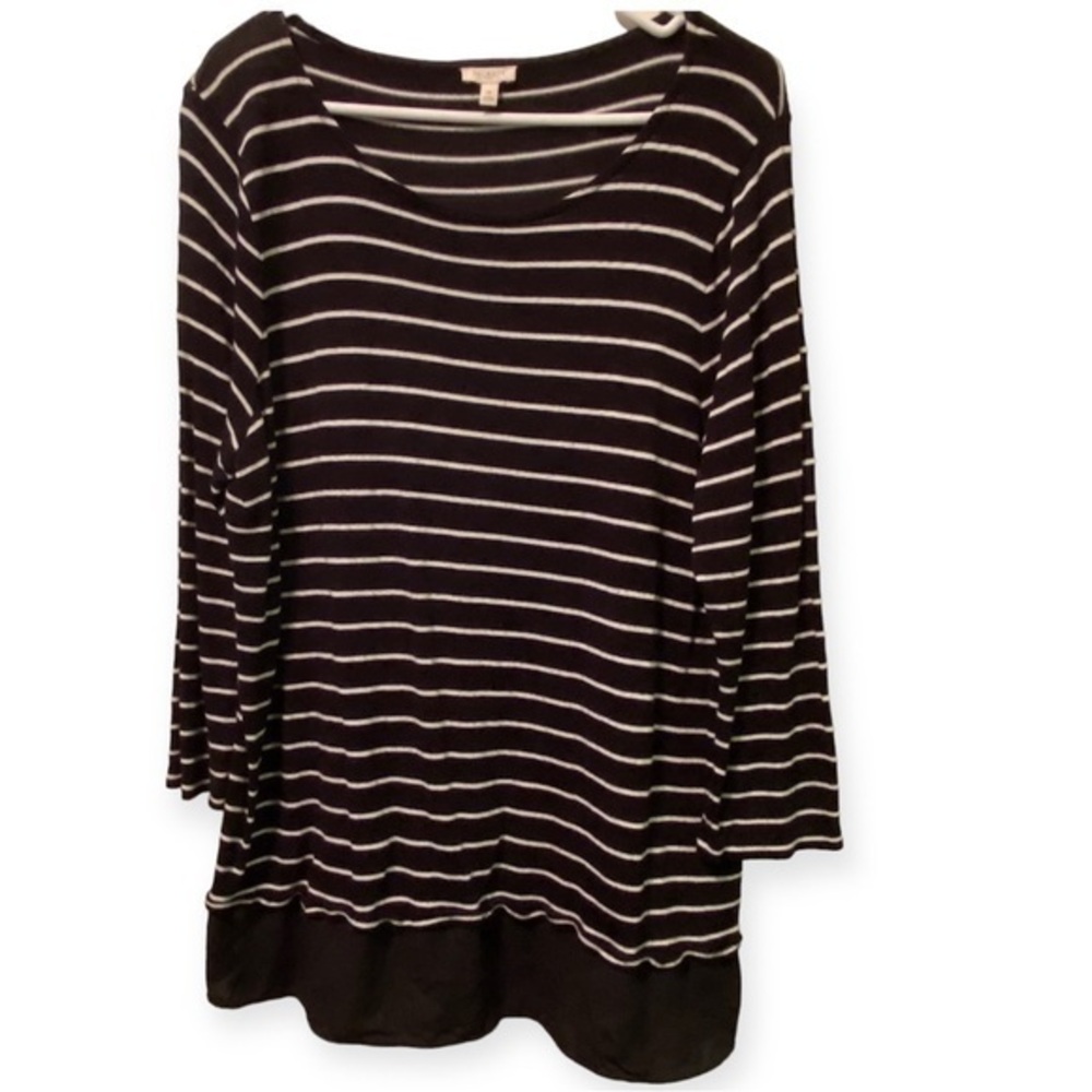 Talbots Sweater Women’s Size 1X Black And White Long Sleeve Striped